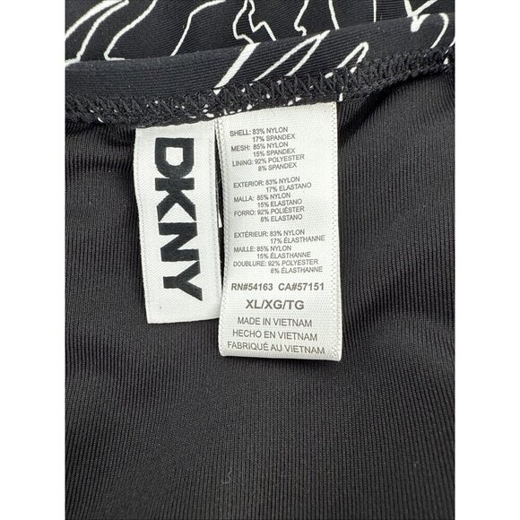 DKNY Women's Size XL Black White Sweetheart Twist Front One Piece Swimsuit New - Picture 7 of 8